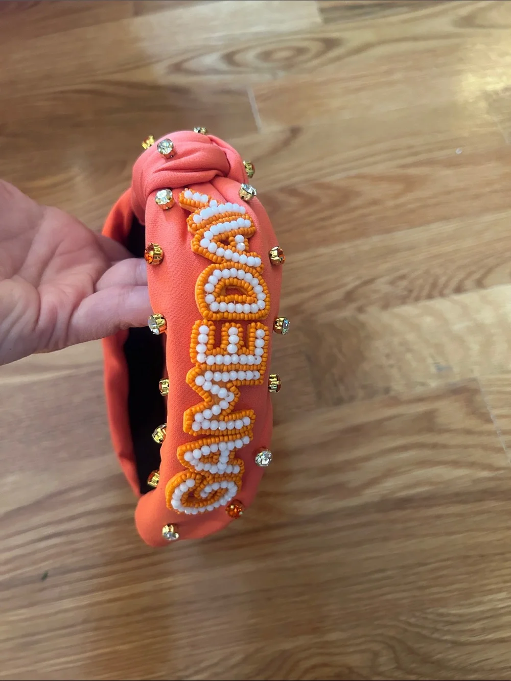 Orange Beaded GAMEDAY jewel encrusted Headband Orange NY Knicks pride new
